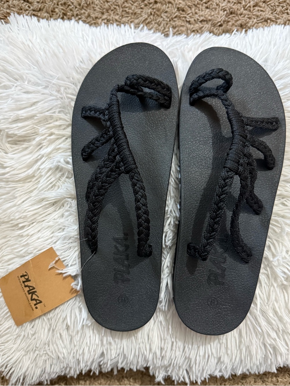 Plaka Black Braided Sandals Women’s Size 8 NWT